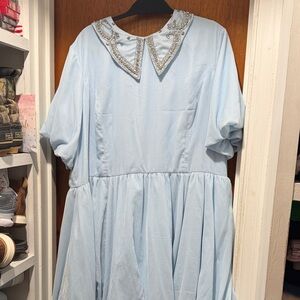 JessaKae Sky Blue Dress with Sparkling Collar